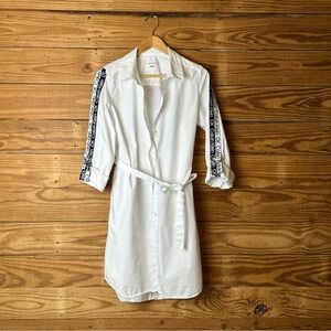 Calvin Klein White Dress with Black Sleeve Accents